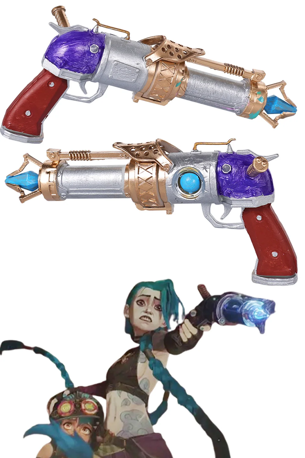 Disguise 20cm Arcane Jinx Weapon Hextech Revolver Resin Props 2024 Game LoL TV 2 Cosplay Decor Gifts Roleplay Fancy Party