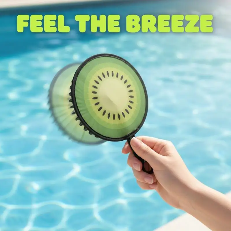 [J] Portable Round Foldable Hand Fans Cartoon Foldable Design Handheld Folding Fan Round Shape Fruit Style Cooling Fans