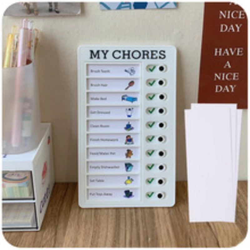 لطيف 1 قطعة مخطط أطفال مع 20 قطعة بطاقة فارغة، لوحة قائمة مرجعية بلاستيكية مع بطاقات قابلة للفصل للقيام بقائمة التخطيط الروتيني