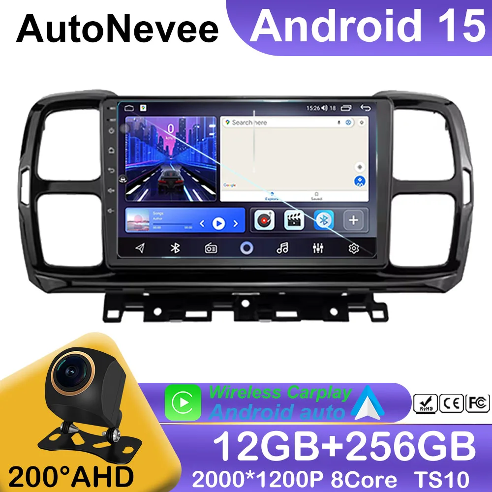 

ДЛЯ Citroen C5 Aircross 2017 2018 2019 2020 2021, автомобильное видео Carplay, GPS-навигационный экран, Android 15, авторадио, 5G, Wi-Fi, стерео Vi
