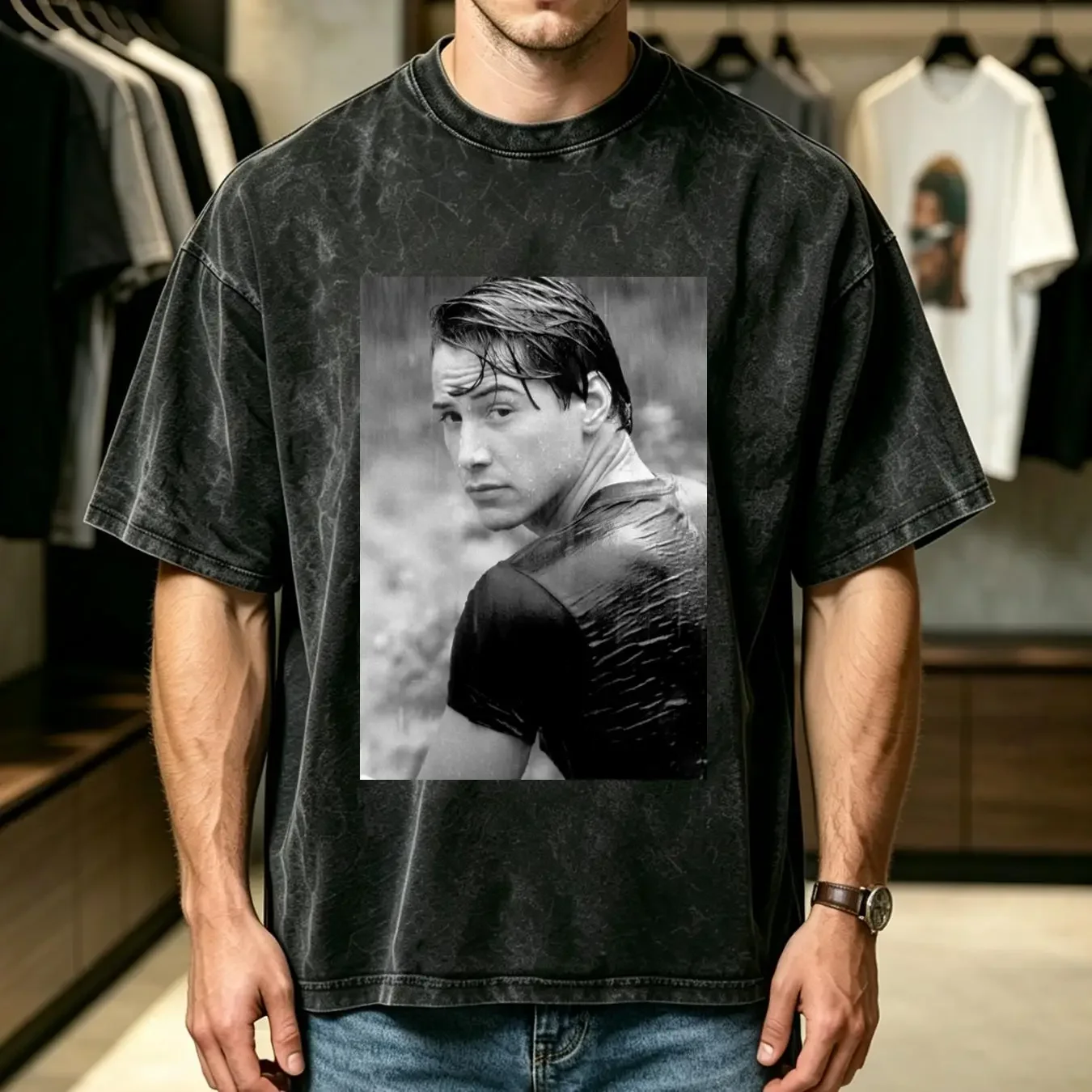 washed T Shirt Keanu Reeves Point Break Surf Photo Movie Fan v2 vintage Washed Soft fashion Top For Everyday Wear Stylish
