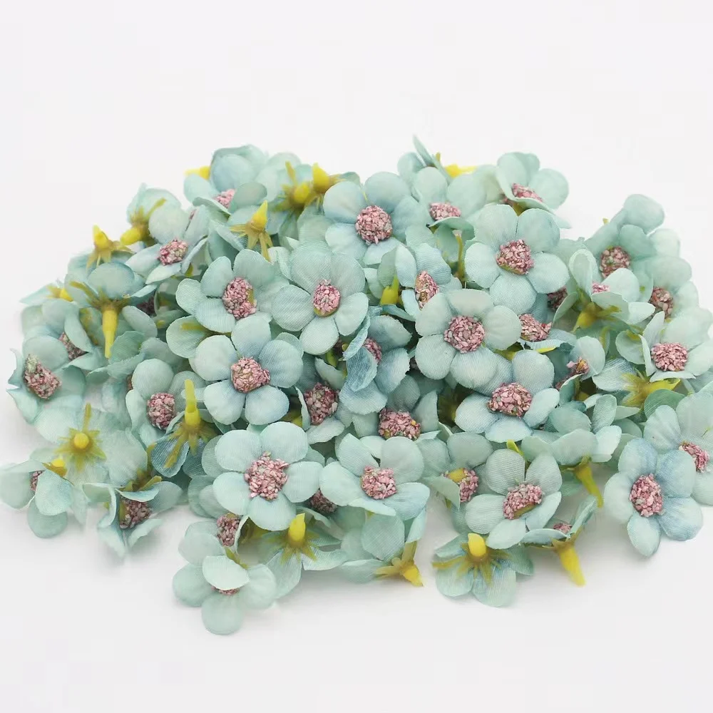 100PCS 2cm Mini Künstliche Blumen Gefälschte Blumenköpfe Handwerk Gänseblümchen Seidenblume für Krone Schrott Hochzeit DIY Girlande Kopfschmuck Dekor – Detail 7