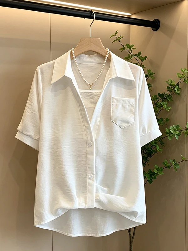 

Fashionable Commuter Style Women's Shirt Summer 2026 Loose Fit Short Sleeve Breathable Skin-Friendly Korean Version Top