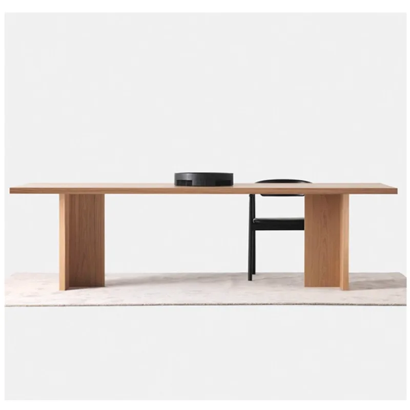 طاولة طعام من الخشب الصلب، مكتب بسيط، طاولة شريطية بتصميم مستطيل، شقة منزلية صغيرة
