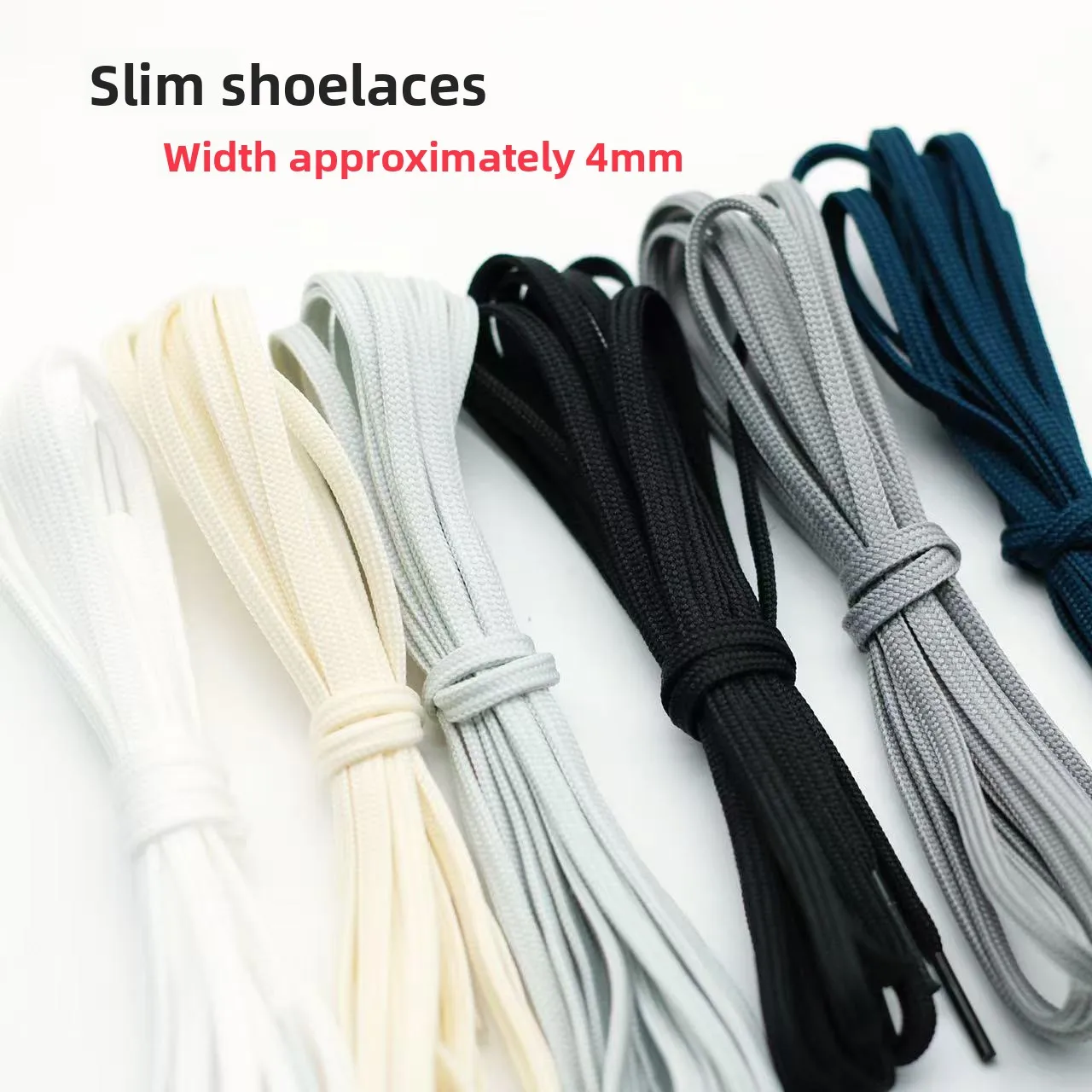 High Quality Flat Laces for Men's Basketball And Running Shoes Double Layer Tight 4mm Wide Black White Grey Sports Shoes