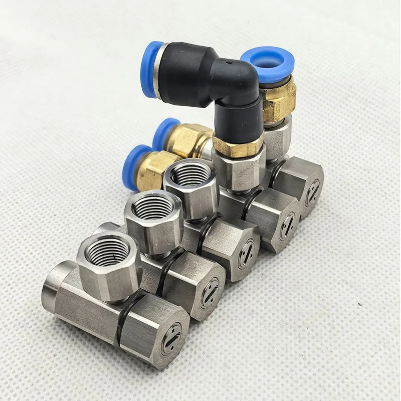 Stainless Steel Two‑Fluid Air Atomizing Nozzle Mini Fan Shape Spray Nozzle 1/8 Female Thread For Humidifier Disinfection