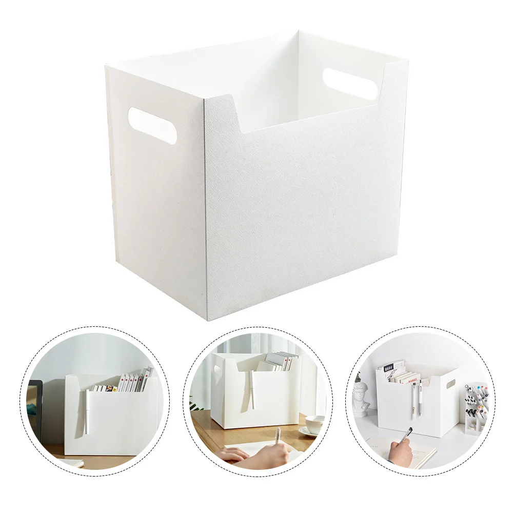 2PCS File Storage Boxes Large Capacity PP Plastic Material Lightweight Office Dorm Use Paper ganizer White Color