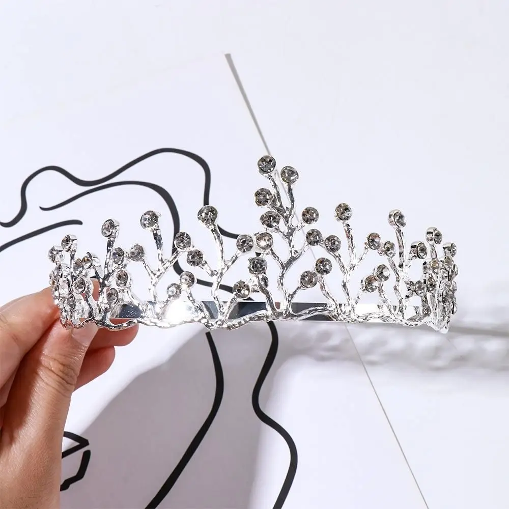 Tiara na moda para meninas, ornamento de coroa, princesa, flor, joias de casamento, pente de cabelo coreano, tiara de cristal, acessórios para cabelo