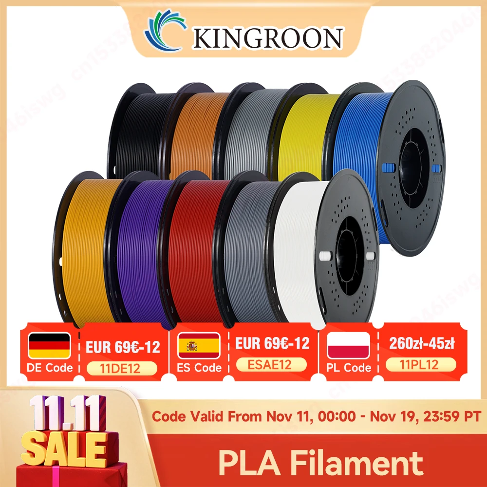 KINGROON 5/10 كجم PLA خيوط 1.75 مللي متر صديقة للبيئة صلابة جيدة خيوط الطباعة للطابعات FDM ثلاثية الأبعاد المواد شحن مجاني