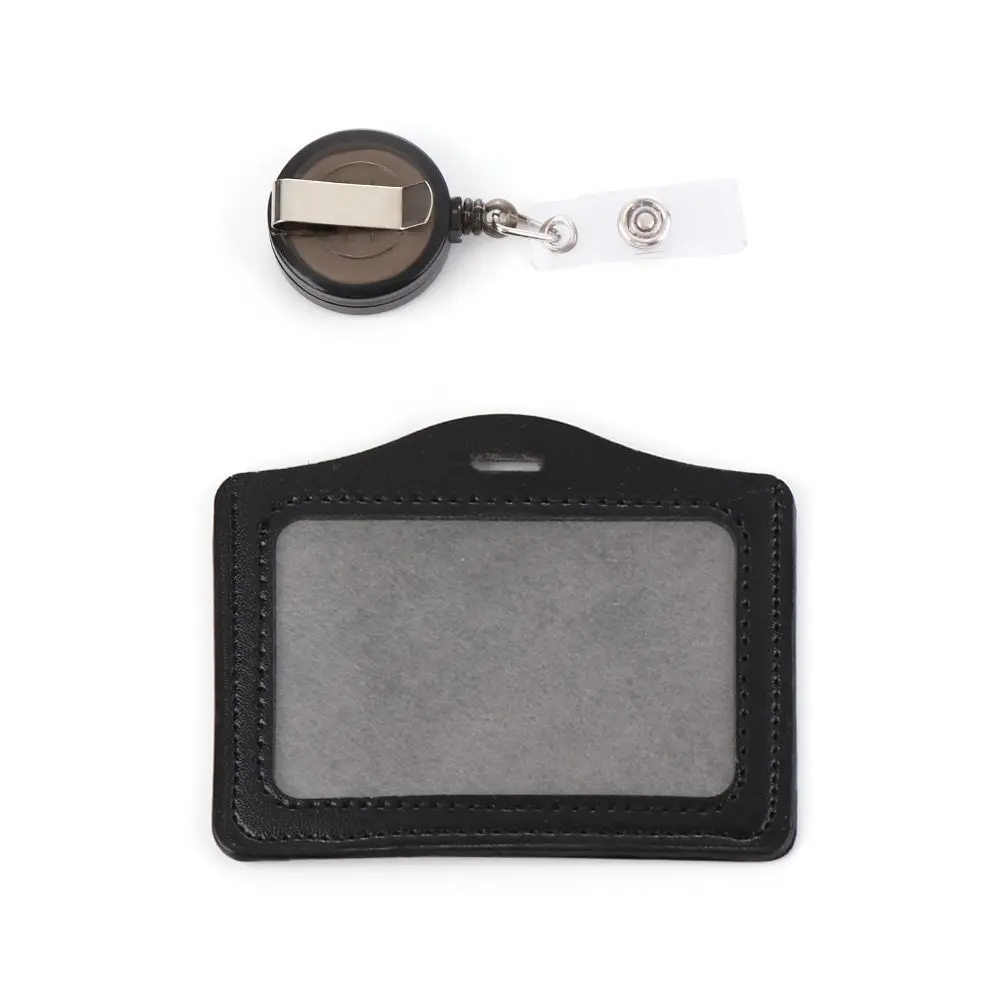 Bank Credit Card Holders PU Card Bus ID Holders Identity Badge with Retractable Reel