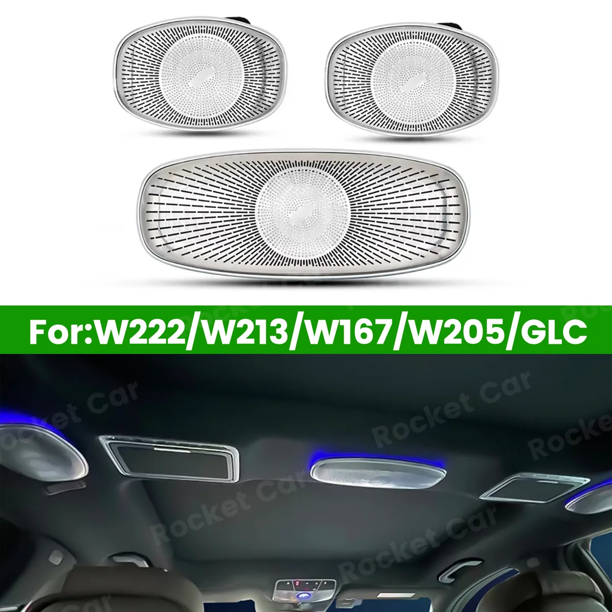 

7/64 Colors LED Speaker For Mercedes Benz C/E/S-Class W213 W222 W205 X253 Car Ceiling Glasses Case Sound RGB Horn Ambient Light