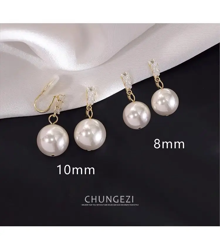 Fashion Simulated Pearl Geometric Clip on Earrings No Pierced for Women Girl Fake Piercing Gold Color Ear Clip