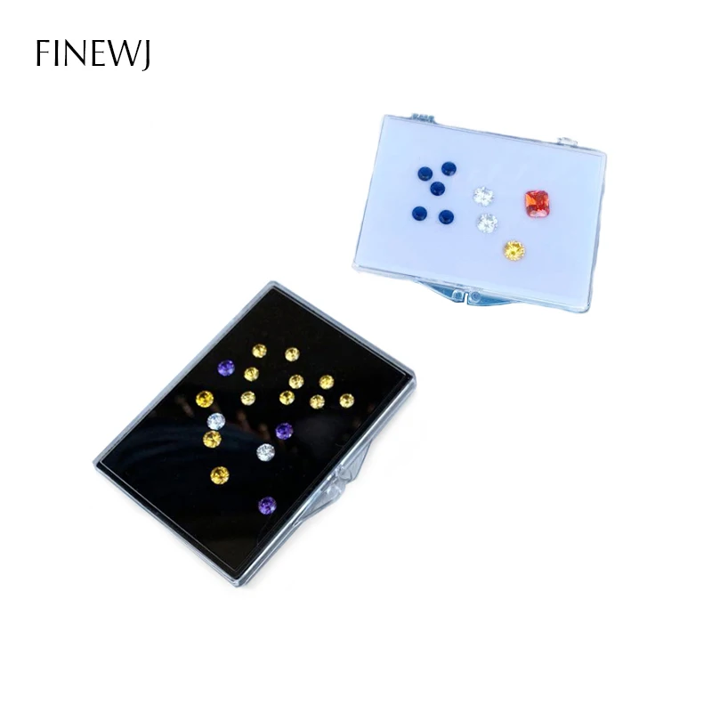 Transparent Gem Jewelry Storage Box Diamond Organizer Case Gemstone Teaching Specimen Packaging Earrings Pendant Display Holder