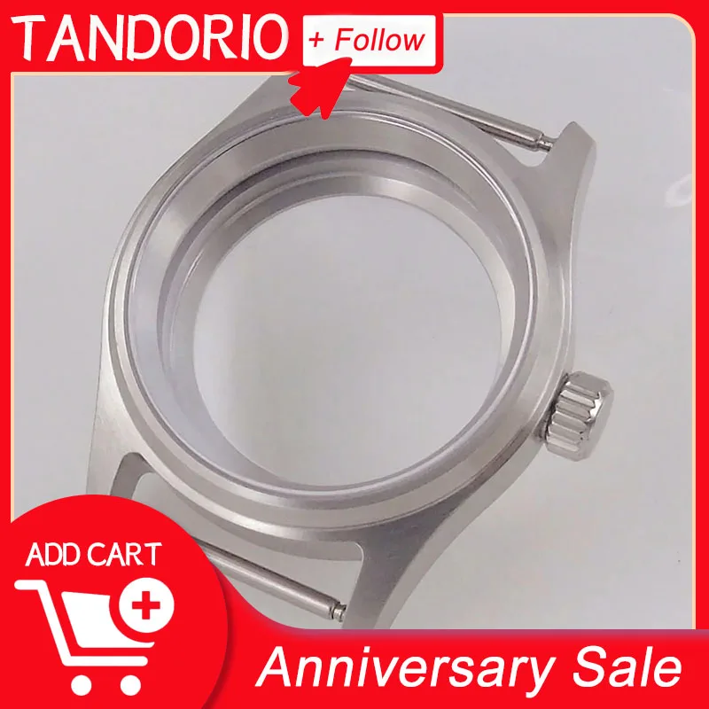 Tandorio 36mm/39mm coleção piloto caixa de relógio vidro safira 200m vidro à prova dwaterproof água volta para nh35 nh36 eta2824 pt5000 movimento