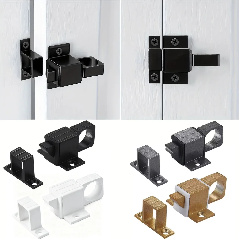 Aluminum Alloy Automatic Spring Bolt Door Latch - Security Pull Ring Lock for Windows, Gates & Doors