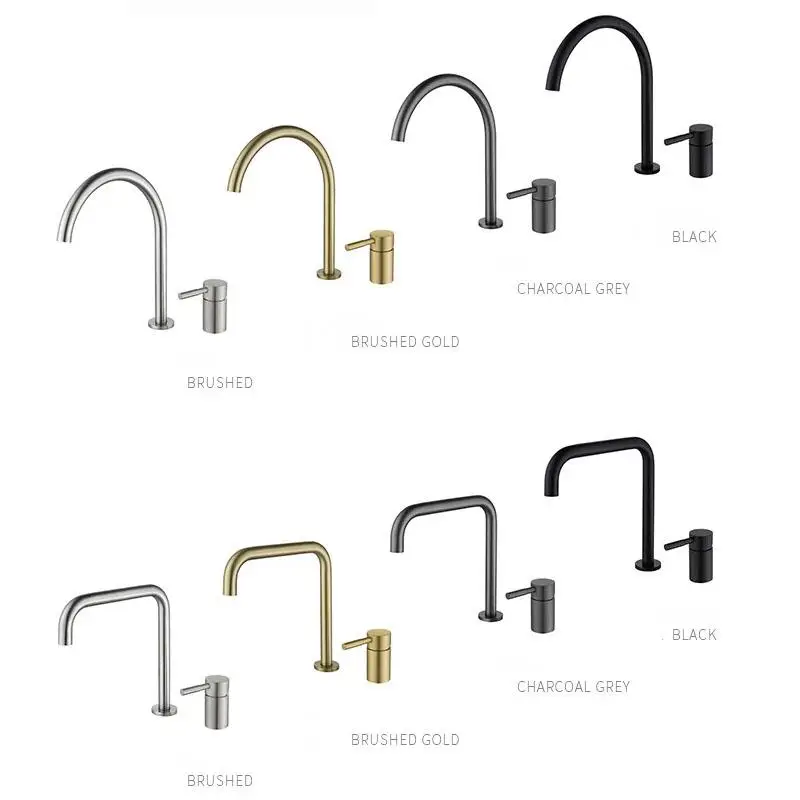 Stainless Steel Bathroom Basin Faucet Deck Mount 360 Degree Rotate Spout Faucet Single Handle Hot Cold Mixer Crane Separate Tap