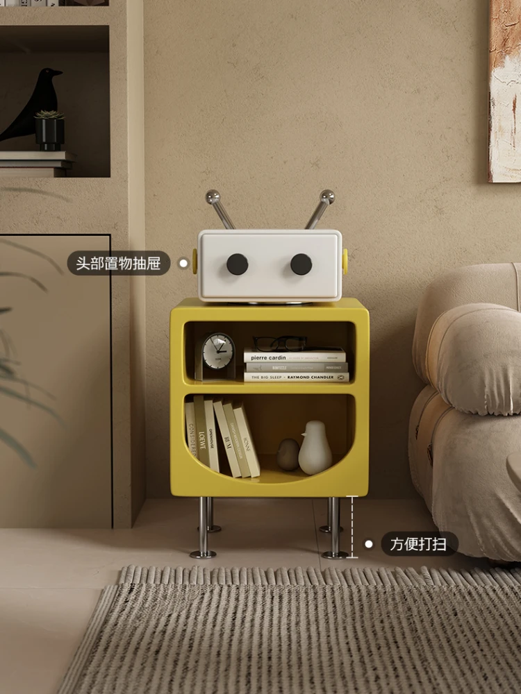 

Nordic Light Luxury Creative Bedside Table Modern Stainless Steel Sofa Small Table Bedroom Storage Side Cabinet