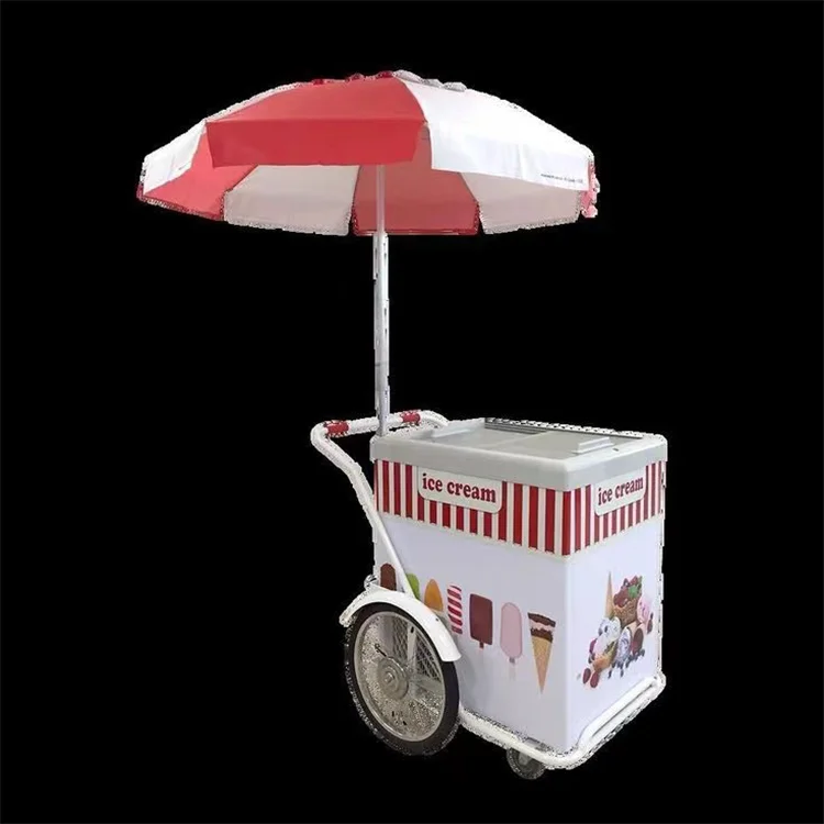 Electric Food Truck Trailer Beach Italian Mobile Bicycle Ice Cream Push Cart Trailer With Wheels For Whole Sale