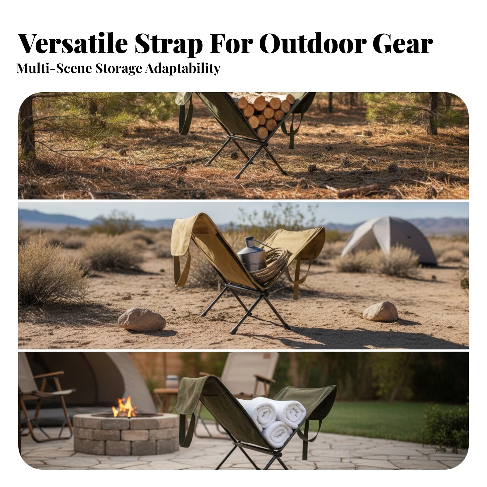 Firewood Storage Bag with Frame Compact Canvas Firewood Bag with Stand Canvas Log Tote Heavy-Duty for Campers, Camping