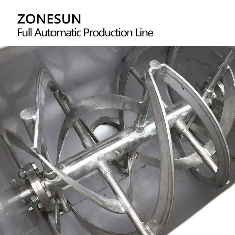 ZONESUN Automatic Powder Packaging Machine Production Line with Ribbon Blender Screw Elevator Z Conveyor VFFS Bag Pouch Filler