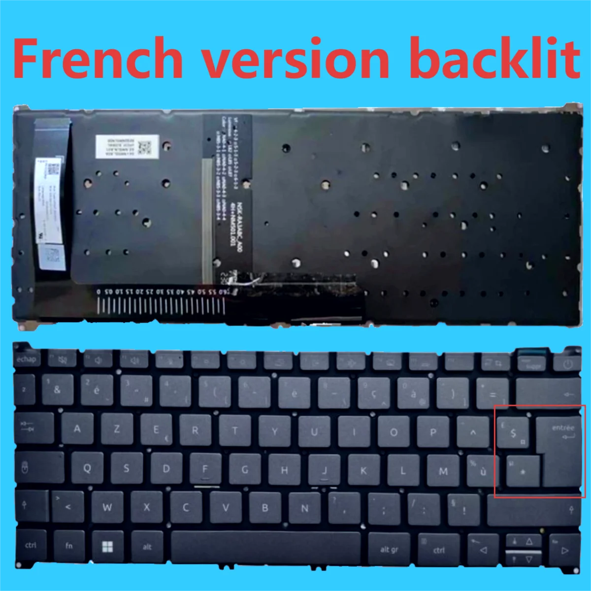

A514-54 FR/UK for acer A514-54 A514-55 A514-56 A515-41 A515-43 AV14-51 Aspire 3 A314-23 A314-36 BIG enter AZERTY