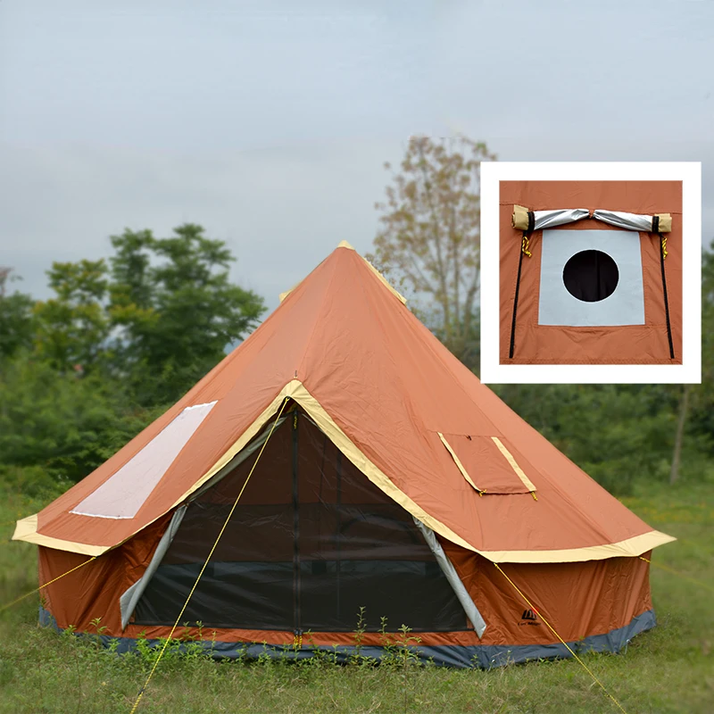 Imagem -03 - Glaming Antistorm Outdoor Camping Castelo Tent Prata Revestido Função uv Luxuoso Yurt Mongol Família Caminhadas Viagens a 10 Pessoas