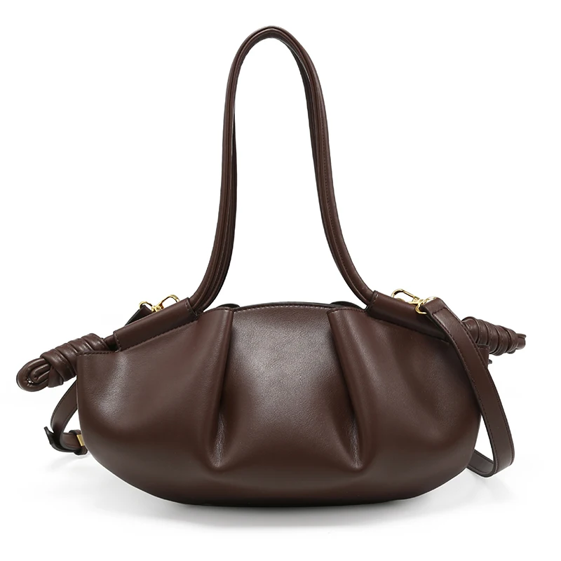

2026 New Leather Cloud Bag Female High-end Pleated Portable Messenger Bag Fashion All-match Dumpling Bag