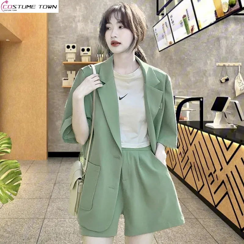 

Korean Version Elegant Short Sleeved Women's Suit Set 2024 Spring/summer New Fashionable Suit Two-piece Set Trend