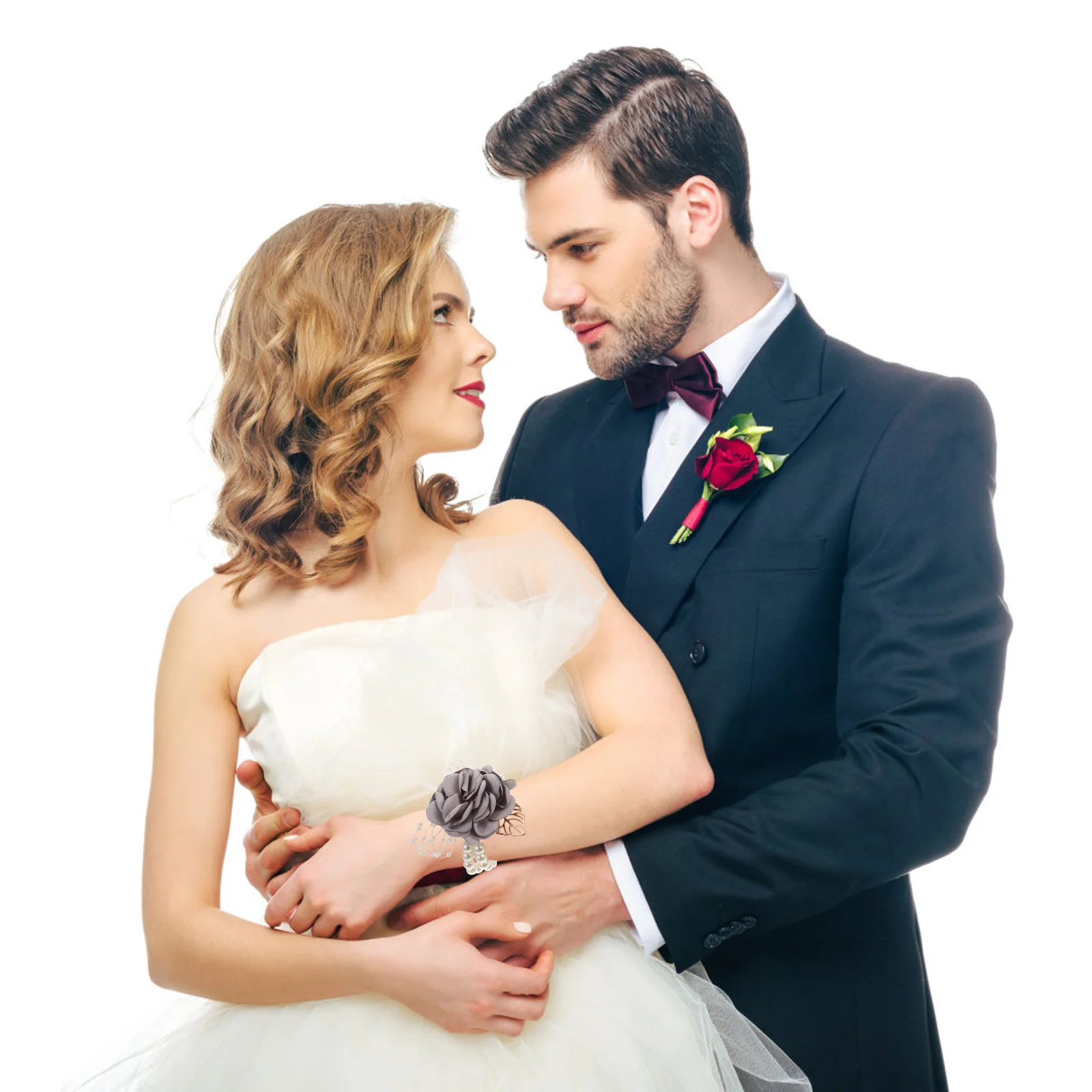 

2Pcs Flower Wristlet Corsage Elegant Bridal Wrist Corsage Wedding Wristband Bracelet Bridesmaid Accessory Wrist Flower