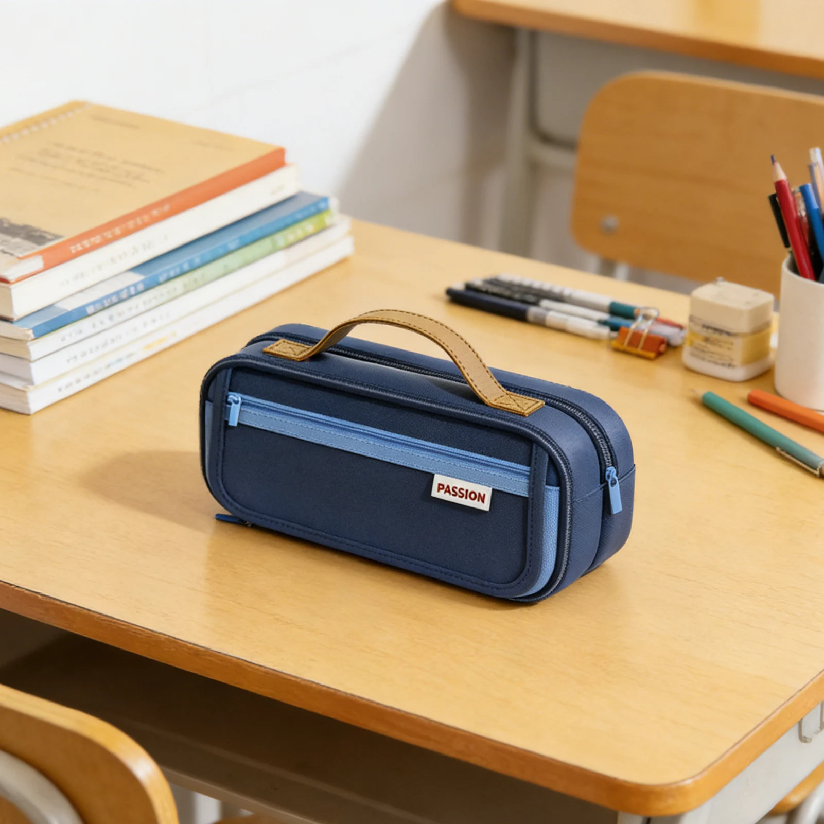 9 Layers Large Capacity Stationery Organizer Simple Vintage Canvas Pencil Cases Portable Durable Pen Bags For School Students