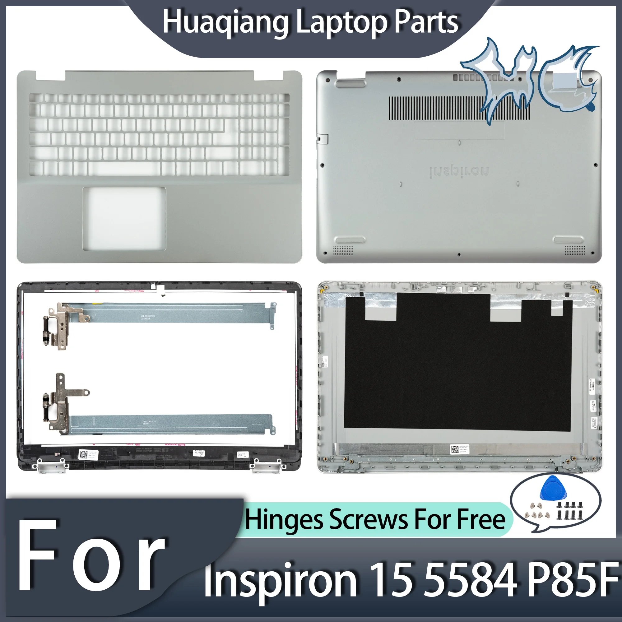 

New Laptop Parts For Inspiron 15 5584 P85F LCD Back Cover Front Bezel Palmrest Bottom Hinges Replace C-type model