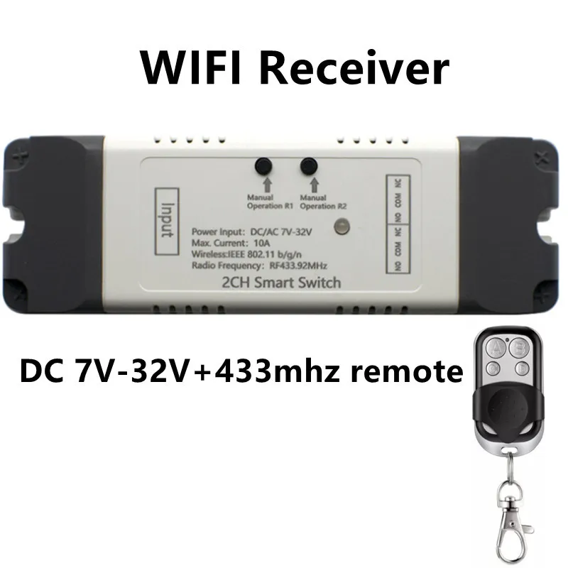 Tuya Smart Wifi Electric Linear Actuator Motor Controller,DC AC 12V 24V 32V 2 Channel Switch,RF433 Remote,2CH Pulse Module Relay