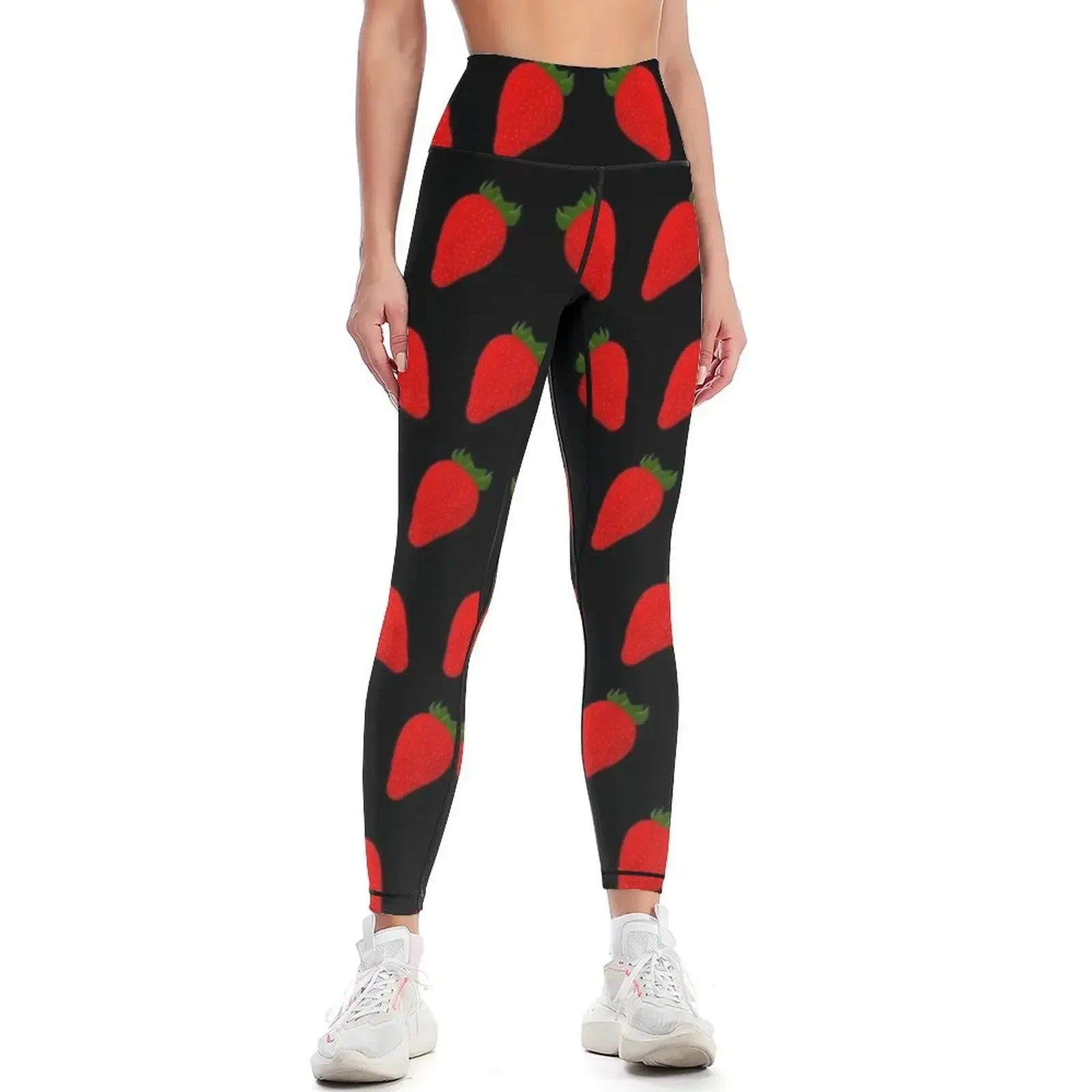 

Strawberry Black Leggings gym pants leggins push up woman Sports pants woman Women's gym Womens Leggings