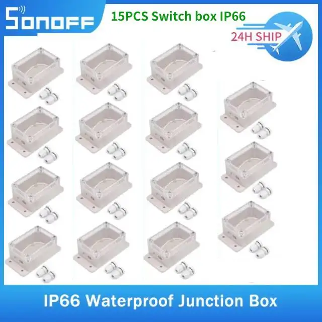 15pcs SONOFF IP66 Waterproof Switch Box Cover For Sonoff Basicr2 Basicr4 Rfr2 Water-resistant Dust Proof Case