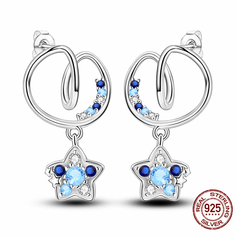 

High-quality S925 sterling silver earrings, elegant star-shaped earrings for women, perfect as an anniversary or wedding jewelry