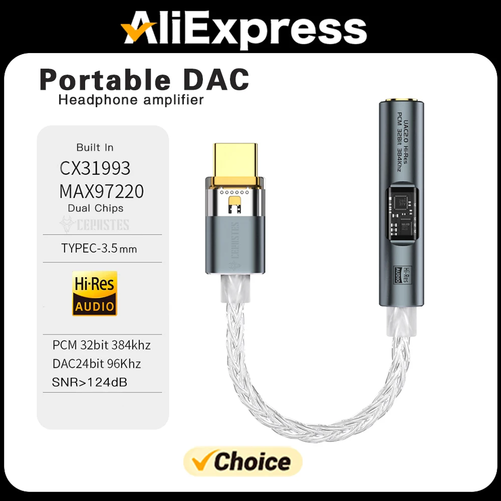 2025 НОВЫЙ ЦАП USB C на разъем 3,5 мм Аудио Aux Адаптер для наушников Усилитель Hi-Fi Конвертер для наушников для iPhone 16 15 iPad Samsung S24U S23U