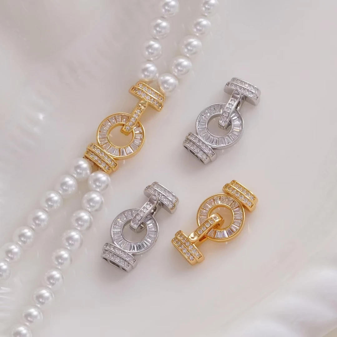 Two Rows 925 Sterling Silver Necklace Bracelet Clasps and Hooks Jewelry Accessory Parts Settings for 5-6mm Pearls 3pcs/lot