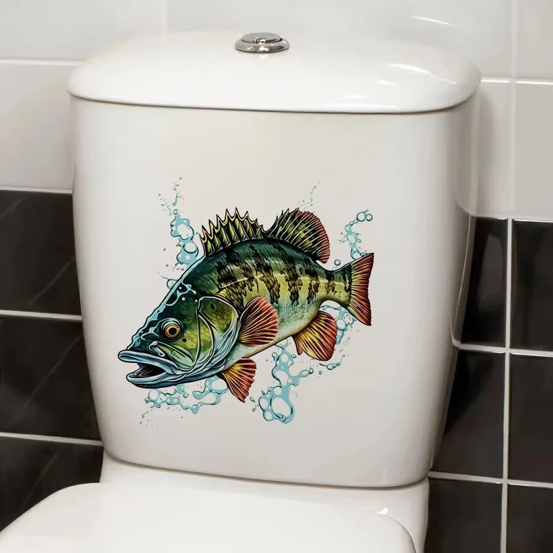 Beautiful Fishing Wall Sticker Apply for Wall, Door, Cabinet, Window, Car Decoration, Vinyl Bass Fish Waterproof Decals M1408