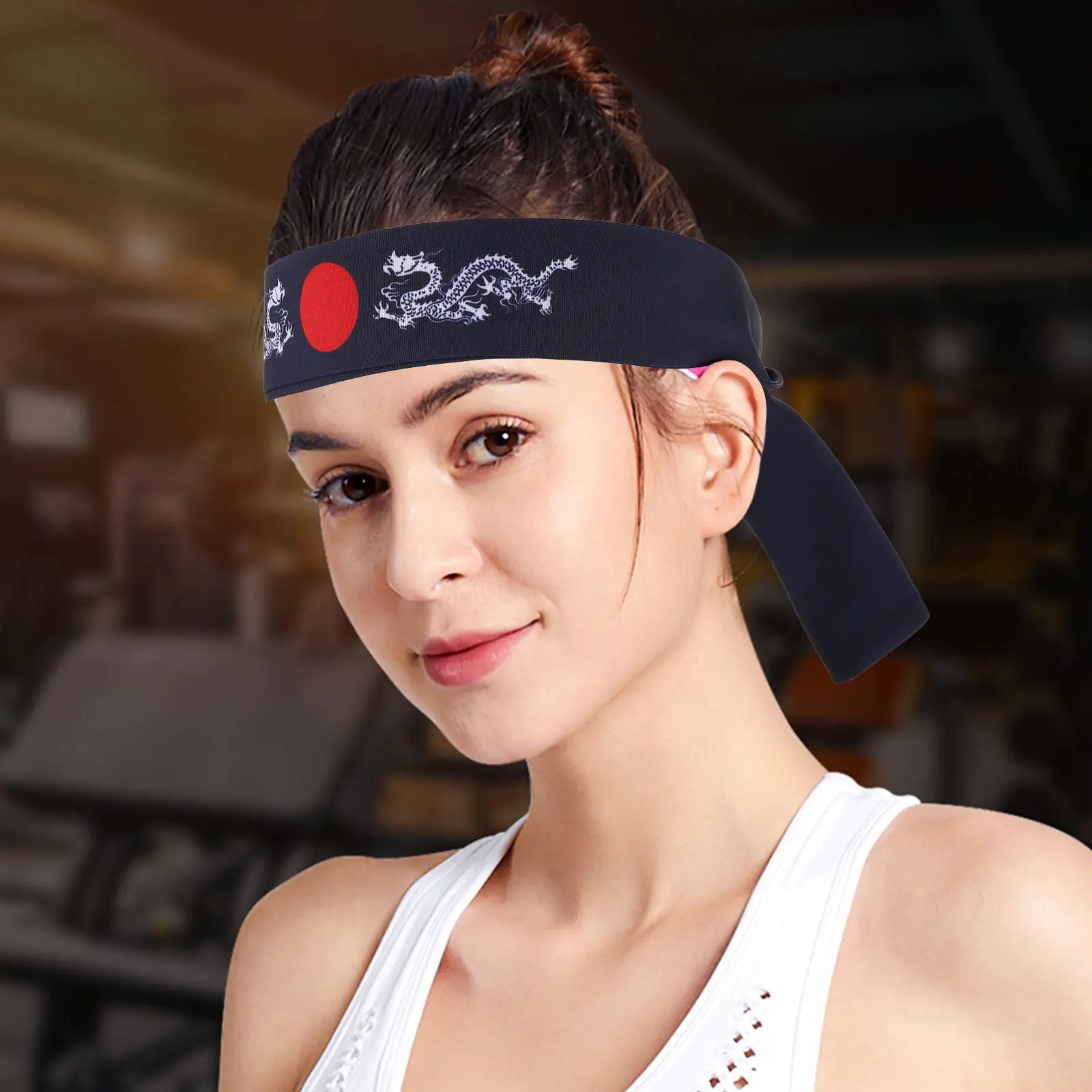 2Pcs Bushido Japanese Headband Cotton Sweat Absorbent Sports Headband for Karate Running Exercise Fitness Yoga Cooking