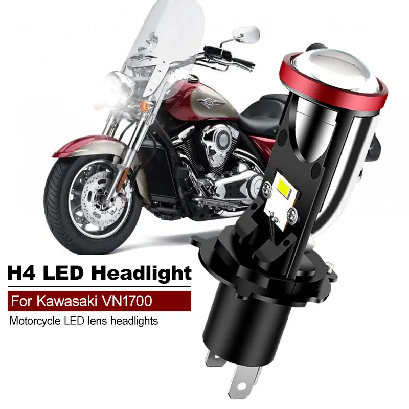 1PCS FOR Kawasaki VN1700 25W 6000K White Motorcycle Accessories H4 LED Lens Headlight CANbus High Low Beam HS1 MOTO Lamp