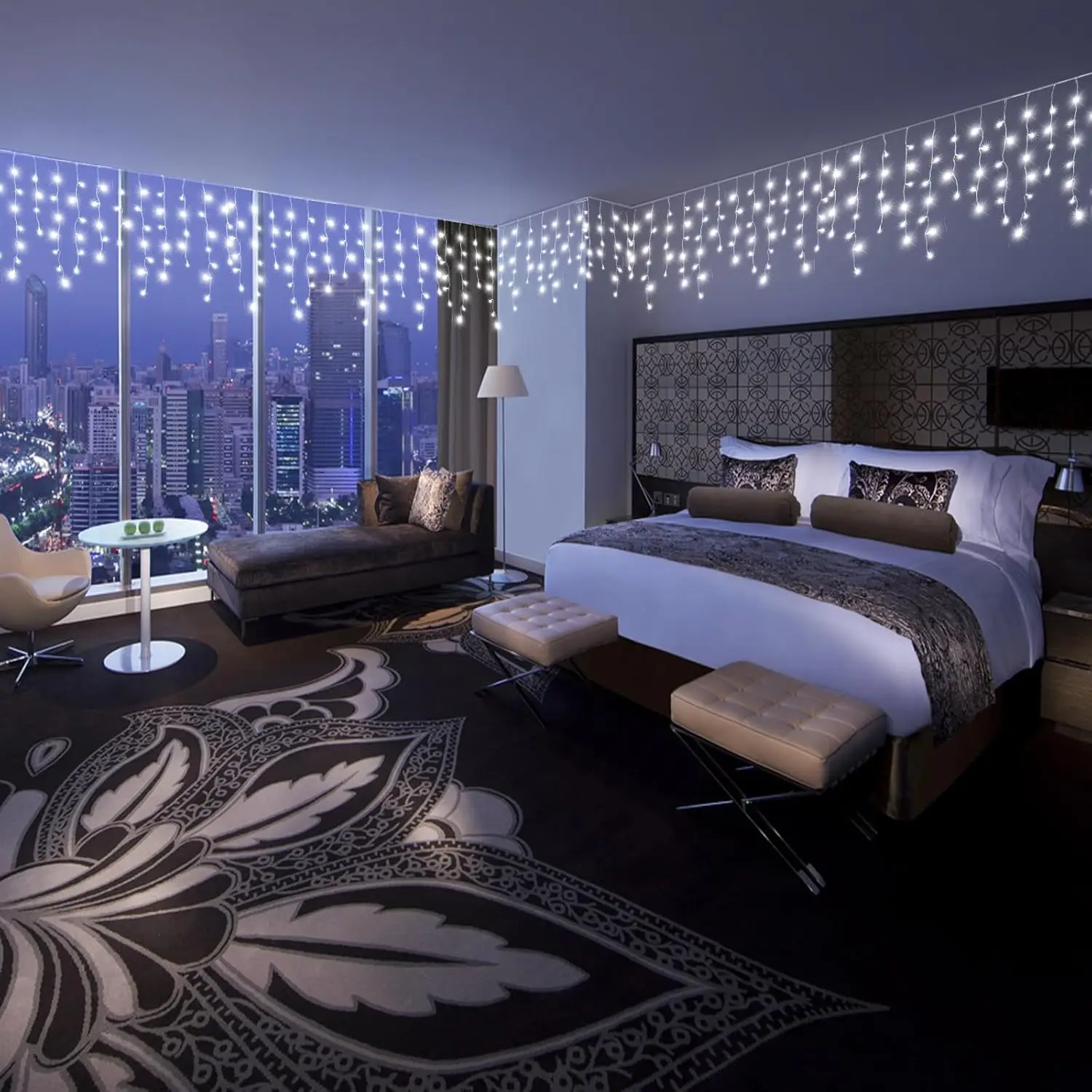 Outdoor Christmas Icicle Light 100LED 8 Modes Waterproof Plug Connection String Light Suitable for Courtyard Party Decoration