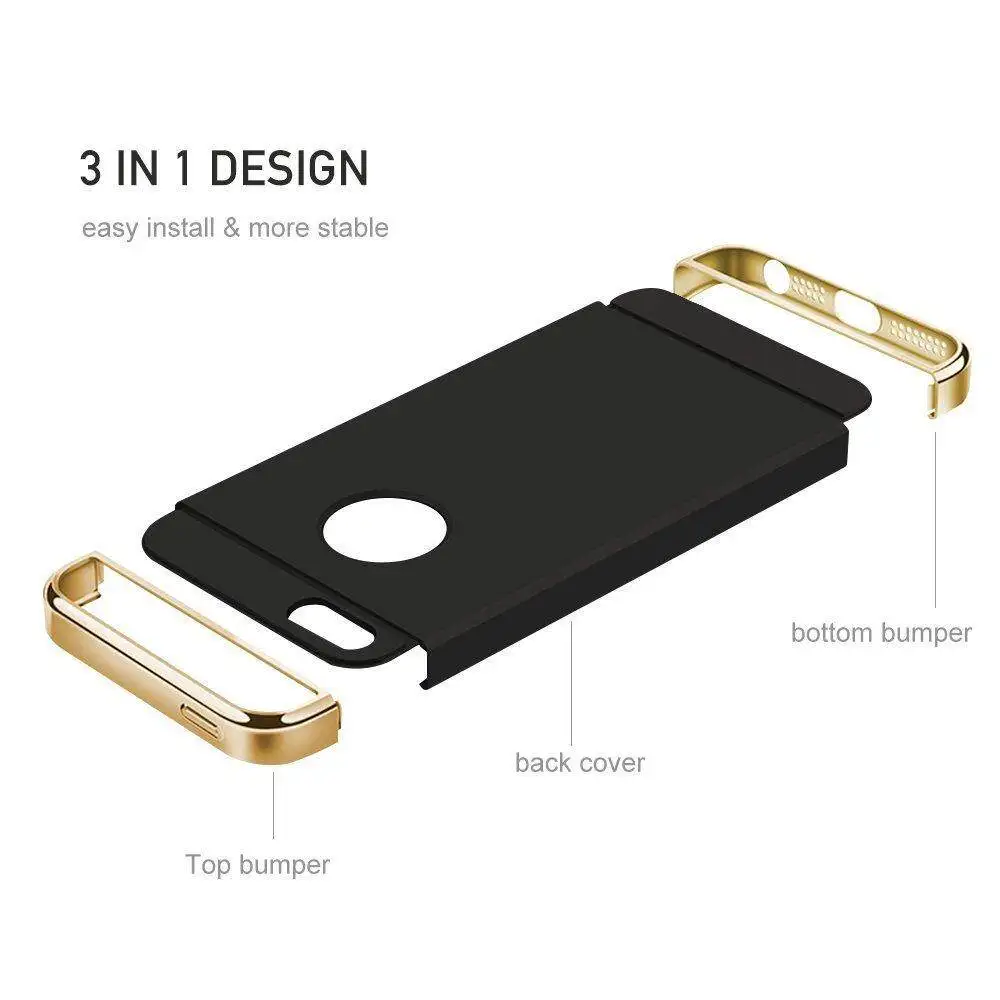 For iPhone 5 / 5s / se Case, 3 in 1 Hybrid Hard PC Ultra Light Anti Shockproof Protective Cover