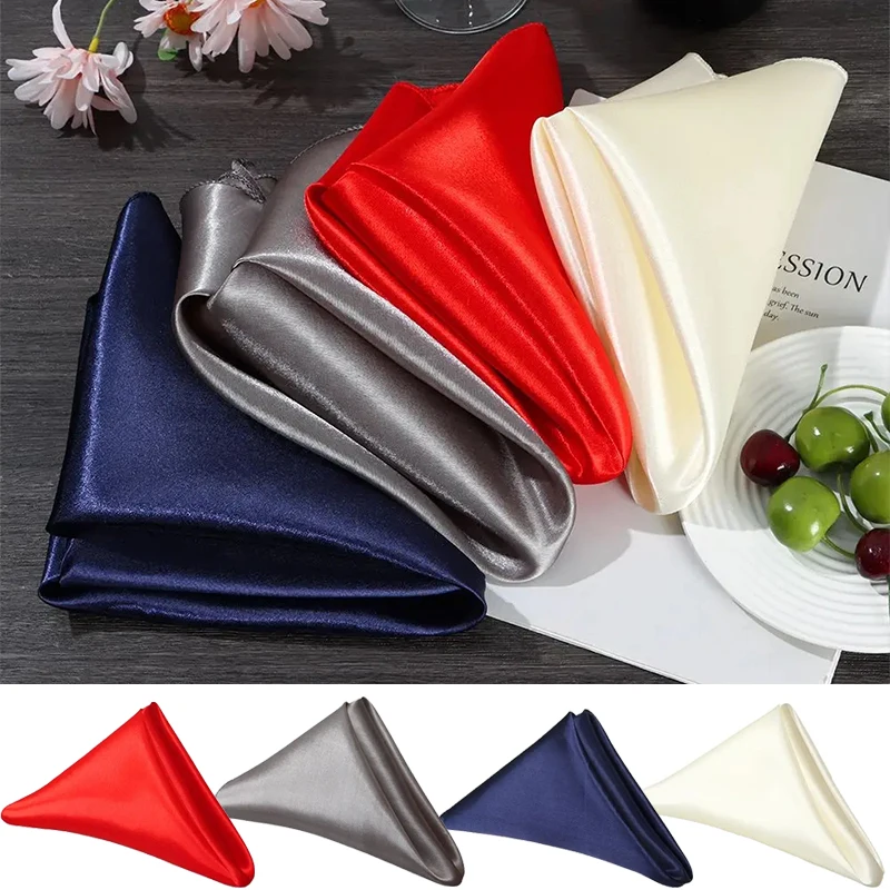 

Satin Table Napkin Soft Handkerchief Romantic Wedding Banquet Square Table Napkins Dinner Party Decoration Restaurant Supplies