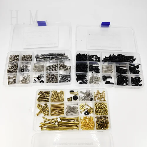 Imagen 1 del producto 266 unids/caja tornillo de guitarra juego de hebilla de correa accesorio de instrumento tornillos de guitarra eléctrica herramientas Luthier DIY accesorio de guitarra