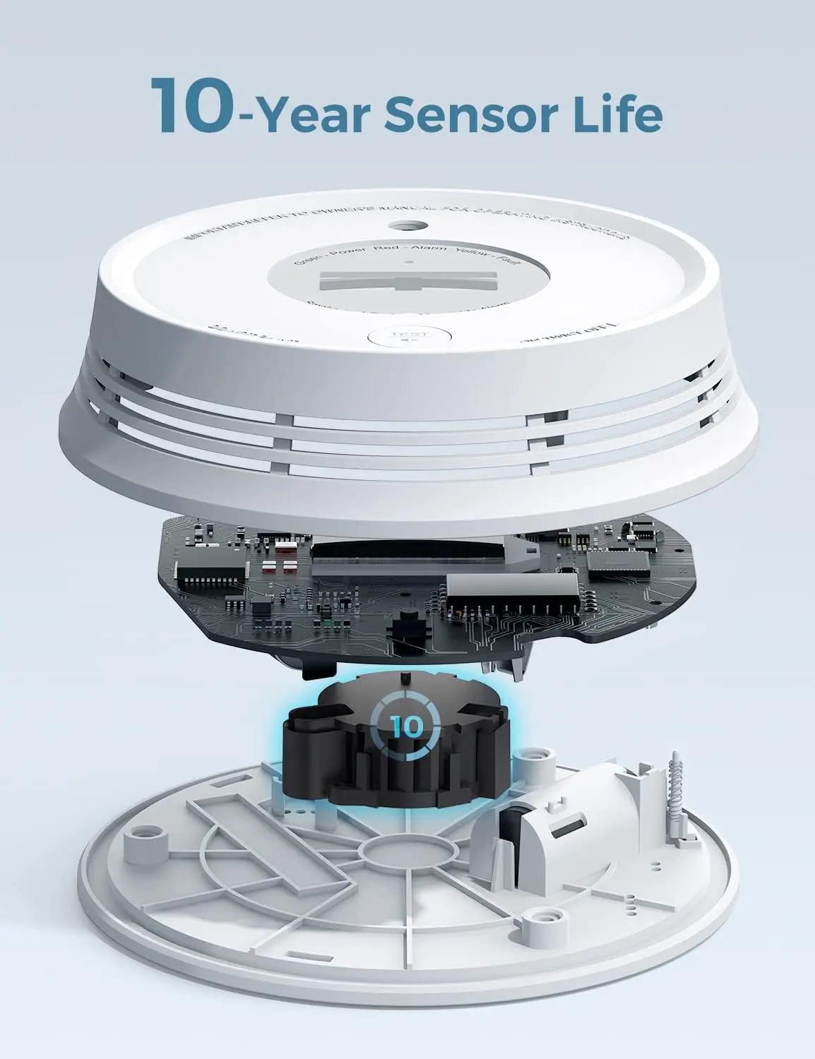 Smoke Carbon Monoxide Detector, Interlinked Combination Smoke CO Alarm, Battery Powered, Wireless Interconnected