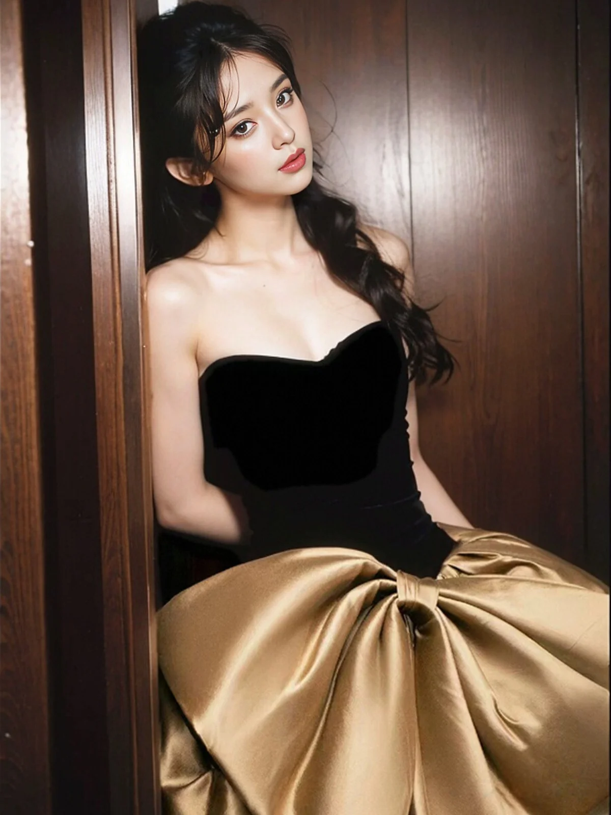 

Ele Bla Gold Knot Evening Gown Women's aduation Princ Dr Host Performance Wedding Dr Studio oot