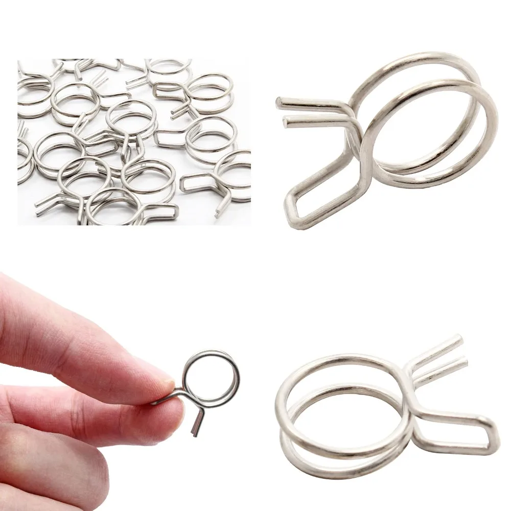 285 Pieces of Fuel Double-wire Spring Clamp Boxed Hose Water Pipe Clamp Φ5-Φ18 Fuel Line Silicone Hose Spring Clamp Galvanized