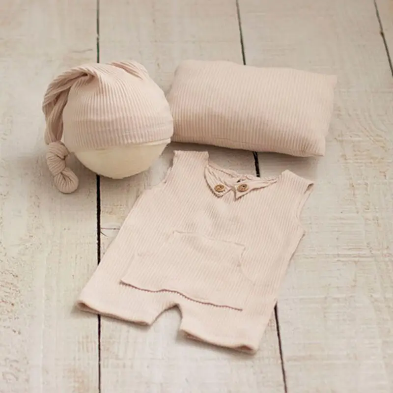 

Striped short sleeved three piece hat pillow clothes newborn baby shooting newborn photography props 아기 코스프레