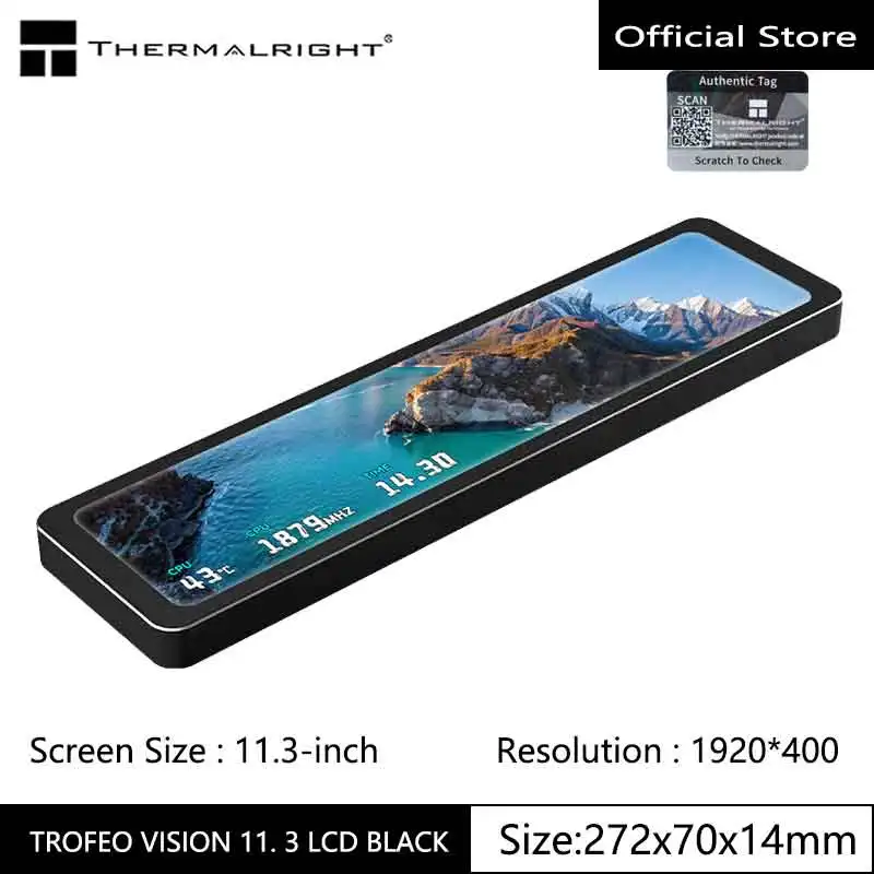 Thermalright TROFEO VISION 11.3 inches LCD IPS full-color LCD screen/magnetic/1920*400 resolution/USB Type-C port Display screen