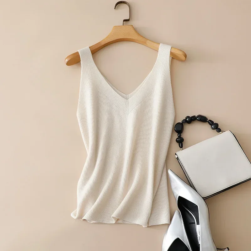 new ribbed knit 100% cashmere tank top